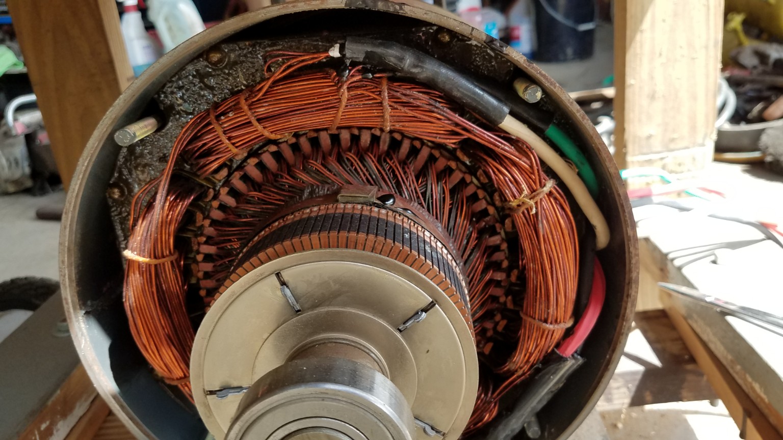 Copper motor winding and rotor detail